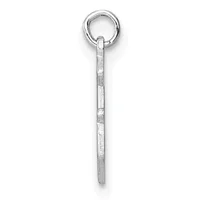 A silver stick pendant with a ring loop at the top, featuring small stamped details along its length, shown against a white background.
