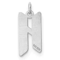 Sterling silver pendant charm shaped like the letter H with two rectangular cutout windows, shown suspended from a small loop against a white background.