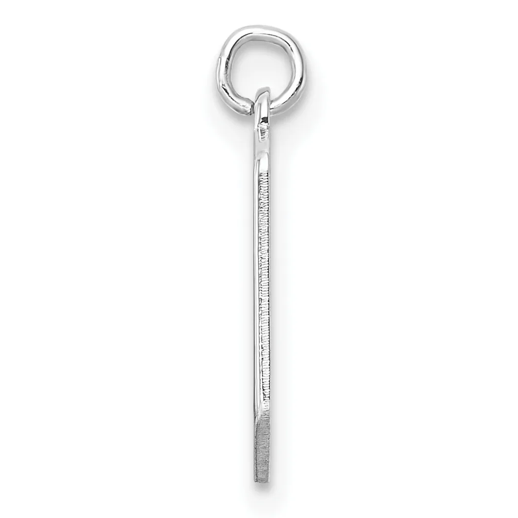 A long sterling silver pendant with a polished rectangular bar hanging from a round jump ring at the top.