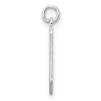 A long sterling silver pendant with a polished rectangular bar hanging from a round jump ring at the top.