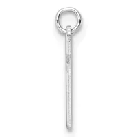A long silver rod pendant with a textured surface hanging from a small circular loop at the top.