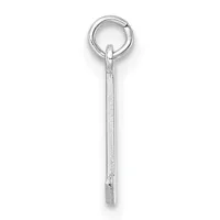 A silver pendant charm consisting of a long rectangular bar with textured surface hanging from a round jump ring at the top.