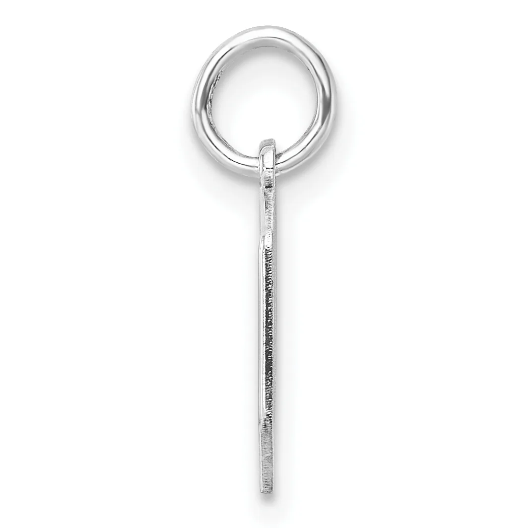 A sterling silver pendant consisting of a polished circular loop at the top attached to a long textured rectangular bar that tapers to a point at the bottom.