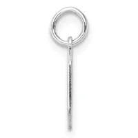 A sterling silver pendant consisting of a polished circular loop at the top attached to a long textured rectangular bar that tapers to a point at the bottom.