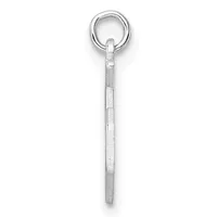 A silver stick pendant with a polished finish and a small stamped hallmark, attached to a silver jump ring.