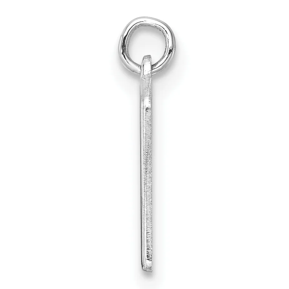 A sterling silver pendant consisting of a long rectangular bar with a small stamped hallmark, suspended from a round loop at the top.