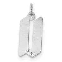 Sterling silver pendant with two elongated curved rectangular sections and a small stamped hallmark, suspended from a loop bail.