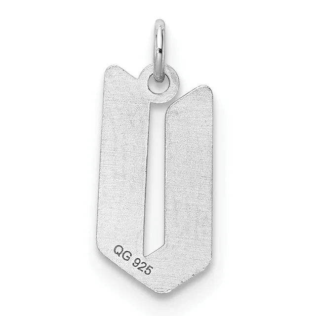 Sterling silver pendant with a rounded rectangular shield shape and vertical slit cutout in the center, suspended from a loop bail.