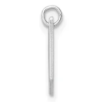 A silver eye hook pendant with a textured shaft and a small stamped hallmark, shown against a white background.