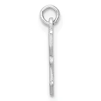 A silver charm pendant consisting of a long rectangular bar with a textured surface, suspended from a circular loop at the top.