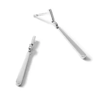 Two silver safety razors with white handles and decorative metal collars, displayed at different angles against a white background.
