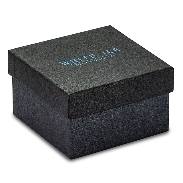 A black textured gift box with a hinged lid, shown open at an angle against a white background.