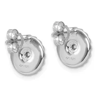 A pair of polished silver teardrop-shaped earrings with small gemstone studs at the top, shown from the front against a white background.